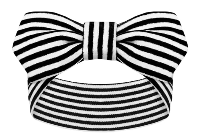 Creative Knitwear MIT Engineers Infant Girls Black/White Striped Hair Knot Headband Embroidered Logo - Size Newborn - 4T