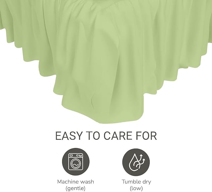 Crib Bed Skirt Dust Ruffle with Split Corners, 100% Cotton, Sage Nursery Crib Skirt for Baby Boys or Girls, 28x52, 14" Drop, Toddler Bed Skirt, Baby Bedding, Crib Sheet Skirt, Soft & Breathable