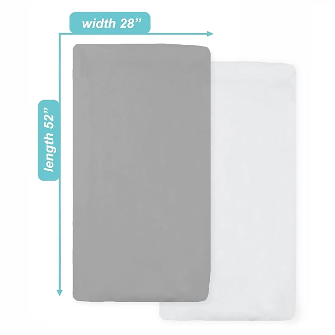 American Baby Company 2 Pack Fitted Crib Sheets 28" x 52", 100% Polyester Ultra Soft Microfiber, White/Gray, for Boys and Girls, Fits Crib and Toddler Bed Mattresses