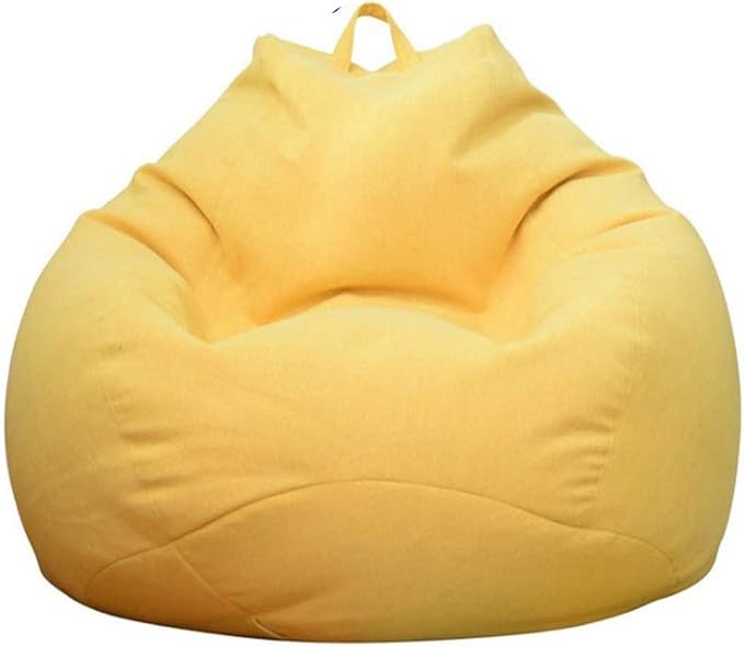 Stuffed Animal Storage Bean Bag Cover (No Filler) Extra Soft Beanbag Seat Chair Covers-Cotton Linen Memory Foam Beanbag Replacement Cover for Adults Children without Filling