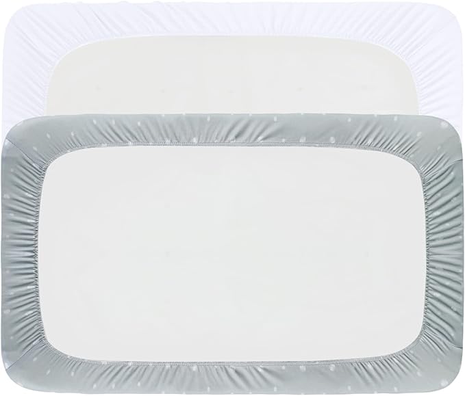 Bassinet Sheets Fit for RONBEI, Arm's Reach Clear-Vue, Cambria, Mini Ezee Co-Sleeper, Chicco LullaGo Nest Bassinet, Fit for 18"x32" Rectangle Bassinet Mattress Pad, Ultra Soft & Super Stretchy-2 Pack