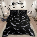 Erosebridal Happy Halloween Comforter Set for Kids Youth Grey Bats Bedding Set Gothic Spooky Quilt King Size Cartonn Bed Decorative Bedding Comforter Sets with 2 Pillow Cases