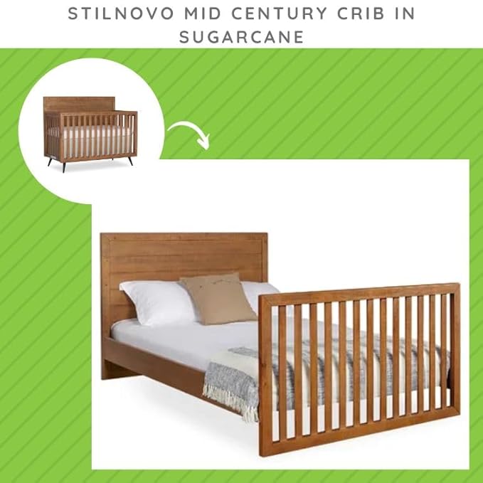 Full-Size Conversion Kit Bed Rails for Evolur Cribs - Solid Wood Crib Convertible Kit to Kids Bed - Transitional Style Rails & Easy-to-Install Child Essentials for Safety (Sugar Cane)