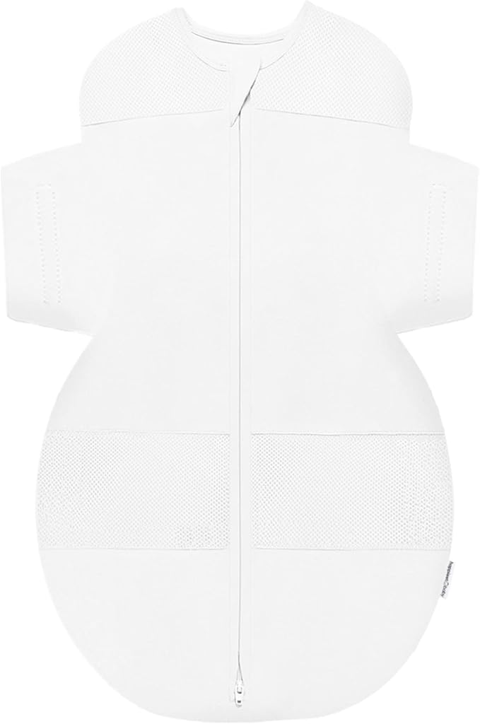 Happiest Baby SNOO Sleep Sack - 100% Organic Cotton Baby Swaddle Blanket - Doctor Designed Promotes Healthy Hip Development (White, Small)