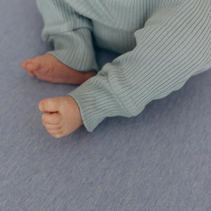 Dreamology Mini Crib Sheets for Boys,Girls,100% Cotton Crib Sheets,2 Pack,Baby Mattress Sheets,Pack and Play Sheets,Pack n Play Sheets,Crib Sheet,24 x 38 Mini Crib Sheets | Denim Blue and Sky Blue