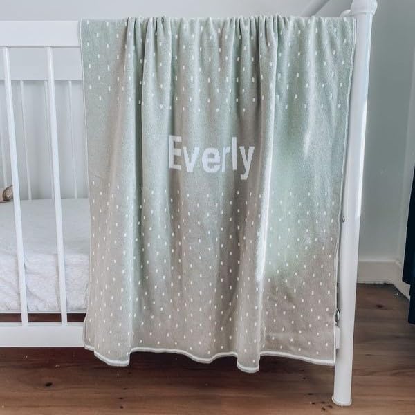 Personalized Spots Name Blanket – 100% Organic Cotton Customized Baby Blanket, Custom Name, Bassinet 30x40, Gift for Baby Shower, Birthday Present, Girls and Boys, Toddler Kids, Made In America
