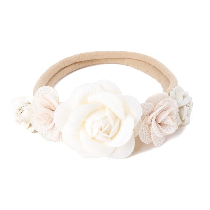 cherrboll 3pcs Baby Girl Flower Headbands, Super Soft & Stretchy Nylon Floral Hairbands for Newborn Toddler