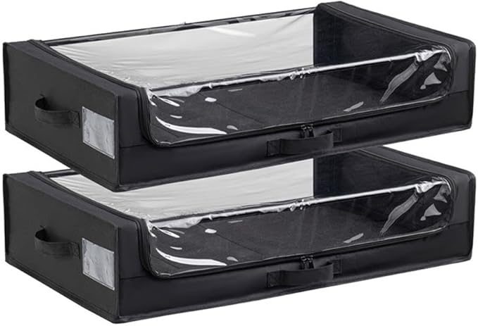 Pemberly Row Set of 2 Under-Bed Rolling Storage Container with Transparent Cover