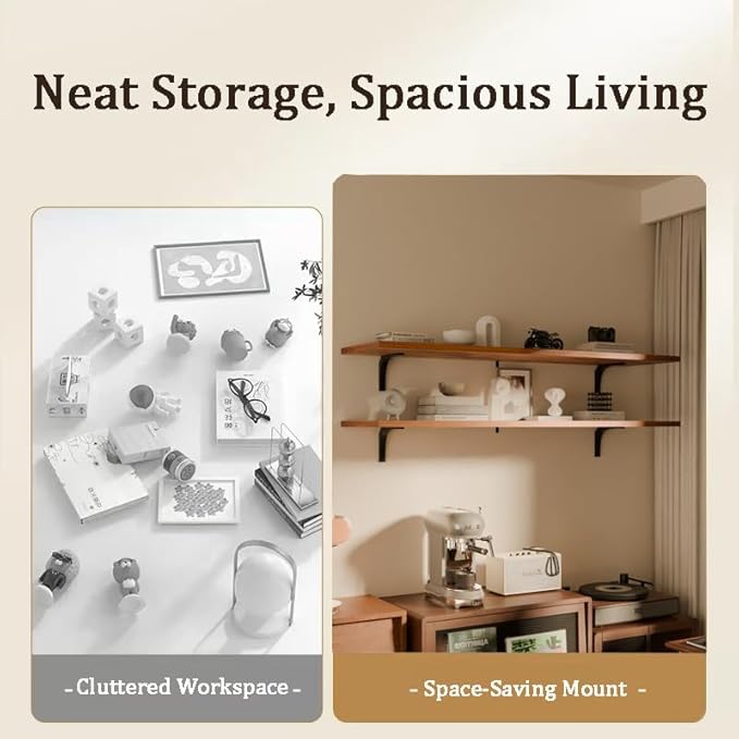 12x48 Inch Rustic Wood Floating Shelves 2-Pack - Farmhouse Wall Shelves with 100 lbs Capacity, Easy Installation for Living Room, Kitchen, Bathroom