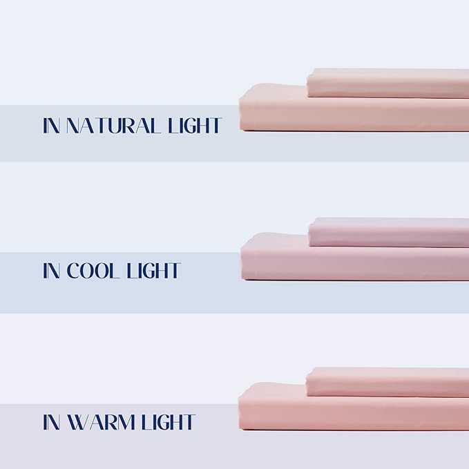 Dream Valley® Twin Sheets Set, Cooling Fitted Sheet with 1 Pillowcase-2 PCS with No Flat Sheet,Q-Max > 0.4 Aerocool, Cooling for Night Sweats, Hot Sleepers,deep Pocket up to 15",Pink Blush