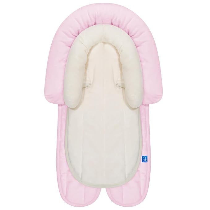 COOLBEBE New 2-in-1 Babybody Supports for Baby Newborn Infants - Extra Soft Stroller Cushion Pads Car Seat Insert, Seasons, Pink