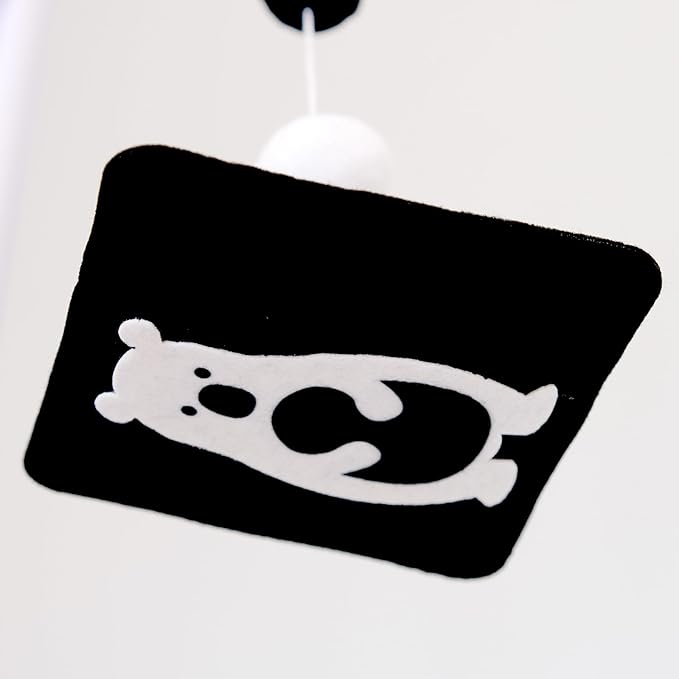 Montessori Mobile, Black and White Mobile for Baby with Music Box - Woodland Baby Crib Mobile for Boys Girls, High Contrast Baby Mobile for Crib with Bear, Deer, Fox, Owl & Raccoon