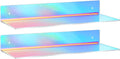 Rainbow Iridescent Acrylic Shelves Floating Wall Ledge Bookshelf Wall Mounted Shelf Display Organizer for Kids Room Bathroom Bedroom Living Room Nursery Office Kitchen (2 Pieces)