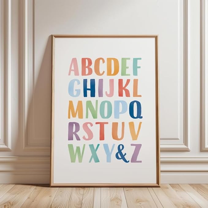 OZCONO Rainbow Alphabet and Numbers Poster for Kids, Educational Wall Art,Classroom Decor, Montessori Teaching, Toddler Learning (Unframed) (27x40)