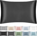 100% Mulberry Silk Pillowcase for Hair and Skin,Both Sides Natural Silk Bed Pillow Case with Hidden Zipper,19 Momme Grade 6A,1pc,Charcoal,Standard Size 20x26 Inches
