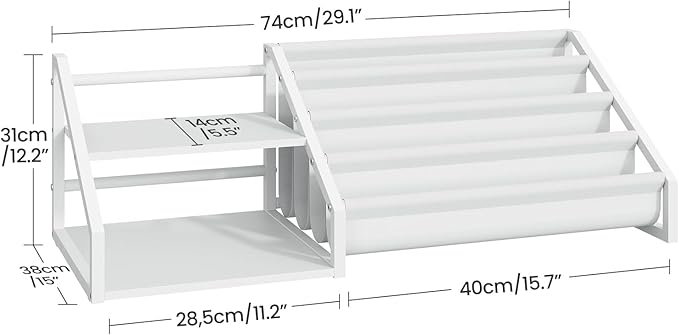 Kids Bookshelf, Book Shelf for Kids Rooms, Toddler Bookshelf with 2 Open Shelves and 4-Tier Sling Rack, for Kid Room, Nursery, Bedroom, Playroom, White TCW16WB