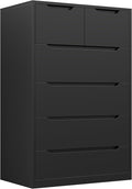 6 Drawer Dresser for Bedrom,Tall Black Chest of Drawers for Bedroom, Hallway, Modern 43.2" H X 27.6" W X15.6 D