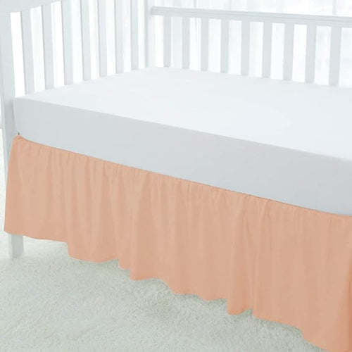 100% Egyptian Cotton, Nursery Crib Toddler (24" x 38" + 10") 800 Thread Count Crib Skirt Dust Ruffle, Bedding Skirts for Baby Boys or Girls, 10" Drop, Blush Solid