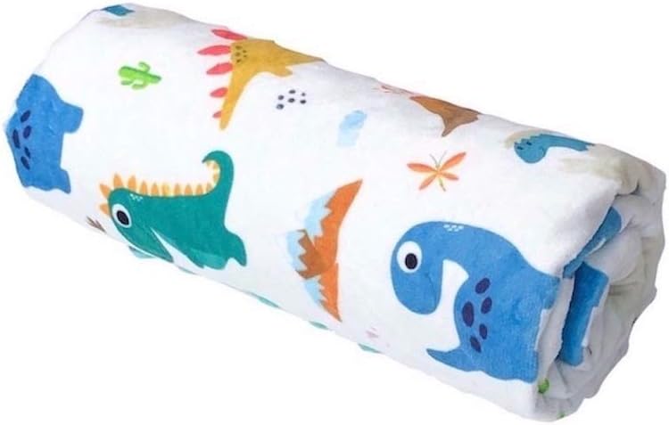 Soft Plush Minky Blanket for Boys & Girls - Double Layer with Dotted Backing, Toddler to Newborn - Shower Gifts (Green Dinosaur, 30 X 40 inches)