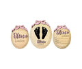 Personalized Baby Announcement Sign Bundle – Set of 3 Custom Wooden Name, Birth Stat & Blank Plaques – Scalloped Edge Newborn Photo Prop & Nursery Keepsake (Bundle 3 Sign Set)