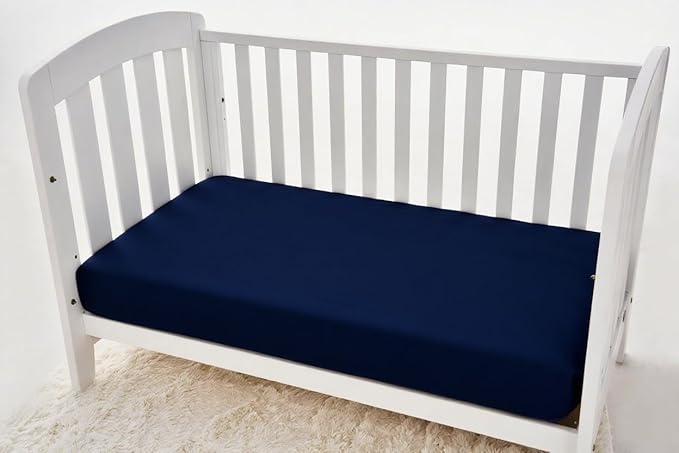 American Baby Company 2 Pack Fitted Crib Sheets 28" x 52", 100% Polyester Ultra Soft Microfiber, Gray/Navy, for Boys and Girls, Fits Crib and Toddler Bed Mattresses