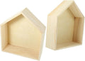 2pcs Wooden House-Shaped Floating Wall Shelf Solid Wood Storage Rack for Bedroom Living Office Decorative Display for Figures Picture Frames