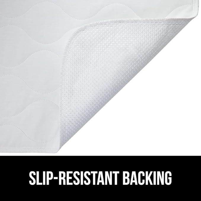 GORILLA GRIP Washable Underpads, Waterproof Reusable Heavy Absorbency Incontinence Bed Pads, Leak Proof Toddler Mattress Pad, 18x24 2 Pack, Slip Resistant for Bedwetting, Adults and Kids, White