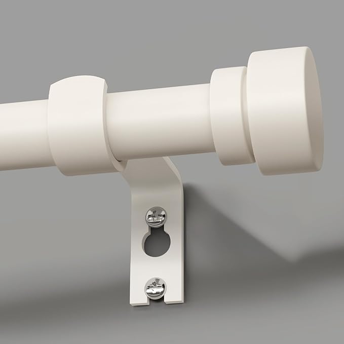 Modern White Curtain Rods for Windows 66 to 120 Inches Adjustable Length Heavy Duty 1" Diameter Window Curtain Rod with Decorative Finials for Outdoor Farmhouse Bedroom Kitchen Living Room