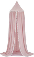 Bed Canopy, Hanging Round Dome Mosquito Net Curtains Tent Canopies Over Cute Princess Style Decoration Crib Ceiling Castle For Girls Baby Kids Boys Child Nursery Bedroom Reading (Pink)