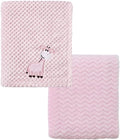 CREVENT 2Pcs 30''X40'' Cute Cozy Fluffy Warm Baby Blankets for Infants Toddlers' Bedding Crib Cot Stroller - Giraffe + Pink