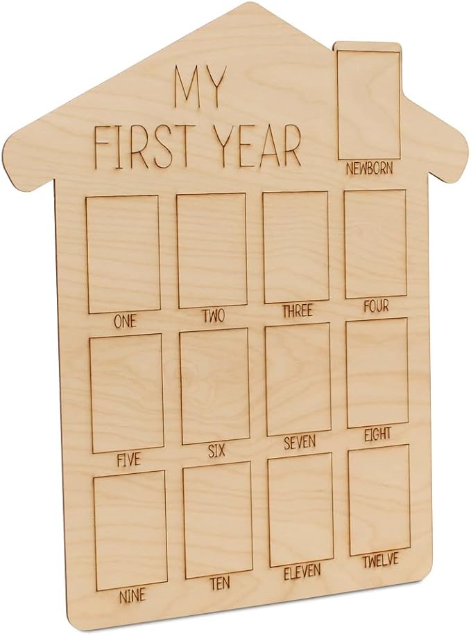 My First Year Photo Frame 14-inch, Pack of 5 Baby Picture Frame for Baby Keepsake, Nursery Decor, and Birthday Party, by Woodpeckers