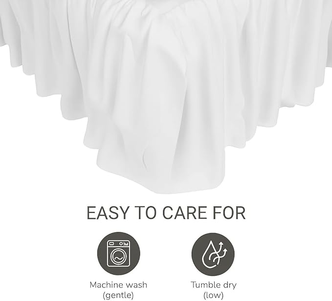 Crib Bed Skirt Dust Ruffle with Split Corners - 100% Cotton - Nursury Standard Crib Bedding Toddler Bedskirt for Baby Boys or Baby Girls - 14" Drop - White Crib Skirt