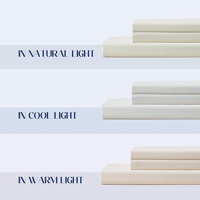 Dream Valley® King Size Sheets Set, Cooling Fitted Sheet with 2 Pillowcase-3 PCS with No Flat Sheet,Q-Max > 0.4 Aerocool, Cooling for Night Sweats, Hot Sleepers,deep Pocket up to 15",Ivory