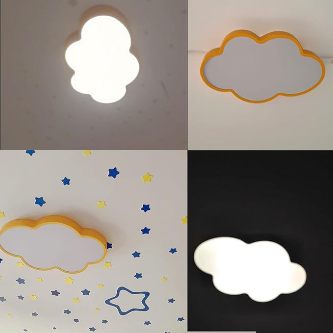 LED Ceiling Light Fixture,27 Inch Modern Cloud Shape Recessed Ceiling Lights, Dimmable Light,Yellow 43W Close to Ceiling Lighting Flush Mount Living Room Bedroom,3000K-6000K