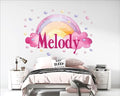 Rainbow Name Wall Decal for Kids Room – Personalized Name Wall Sticker for Nursery Bedroom Playroom – Custom Girl Room Decor with Rainbow Clouds Hearts and Stars – Baby Name Wall Art Vinyl Decal
