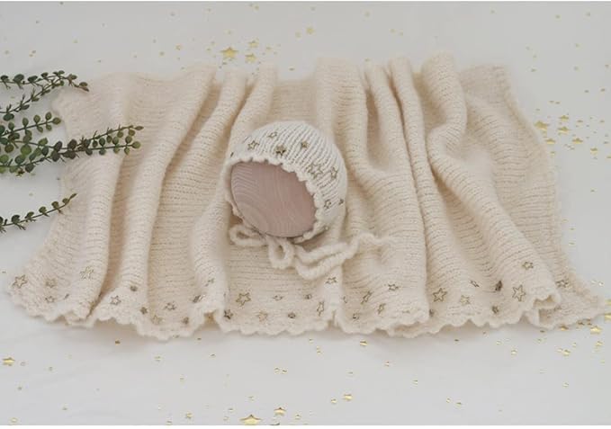 Newborn Baby Photography Props Outfits Hat Long Ripple Wrap Set for Boys Girls Photography Photoshoot Photos