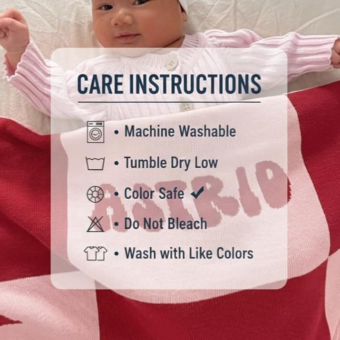Personalized Signature Icon Blanket – 100% Organic Cotton Customized Baby Blanket, Custom Name, Bassinet 30x40, Gift for Baby Shower, Birthday Present, Girls and Boys, Toddlers Kids - Made In America