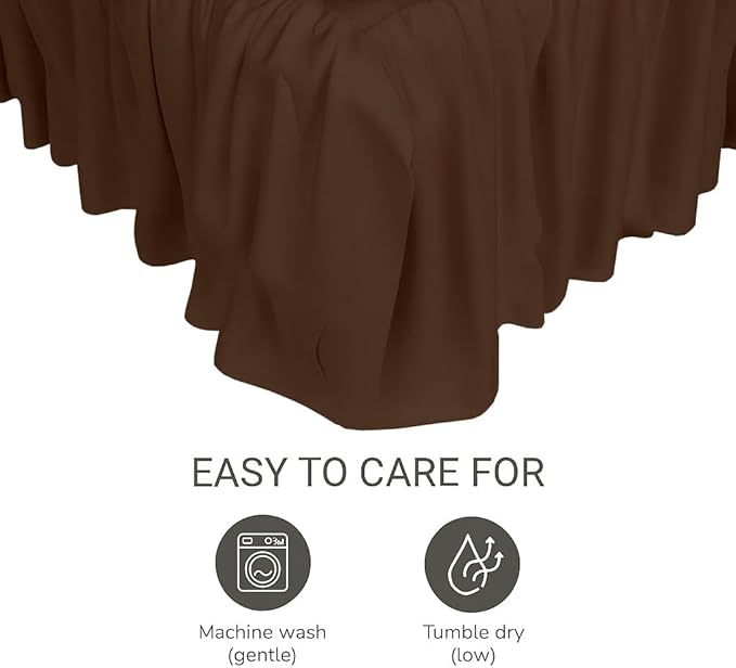 Chocolate Ruffled Crib Bed Skirt - 100% Cotton - Nursery Dust Ruffle Bedding Skirts for Baby Boy or Baby Girl - Standard Crib, 14" Drop
