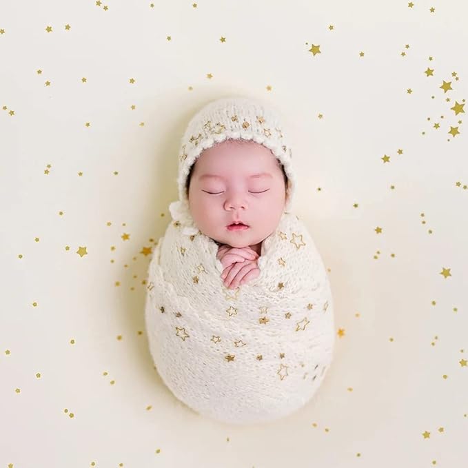 Newborn Baby Photography Props Outfits Hat Long Ripple Wrap Set for Boys Girls Photography Photoshoot Photos