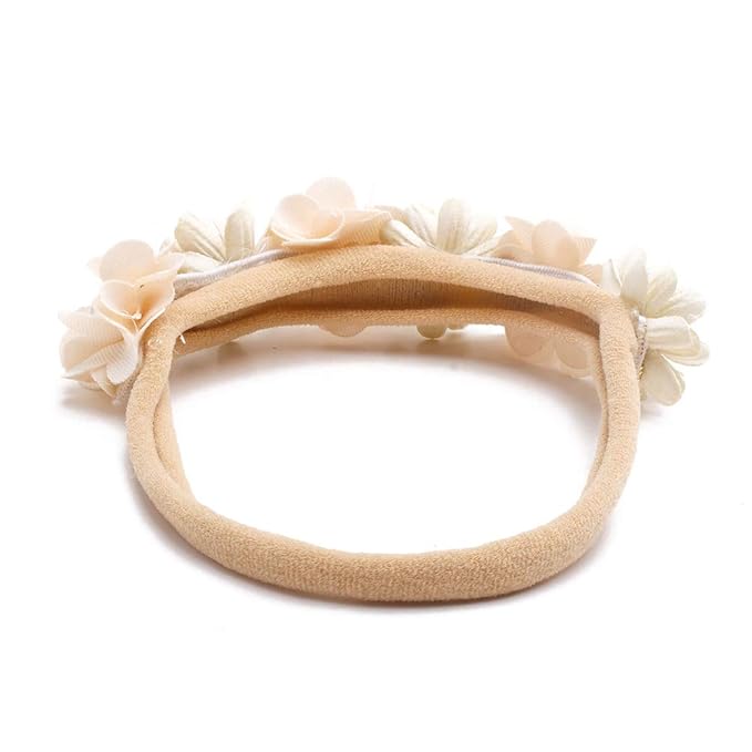 cherrboll 3pcs Baby Girl Flower Headbands, Super Soft & Stretchy Nylon Floral Hairbands for Newborn Toddler