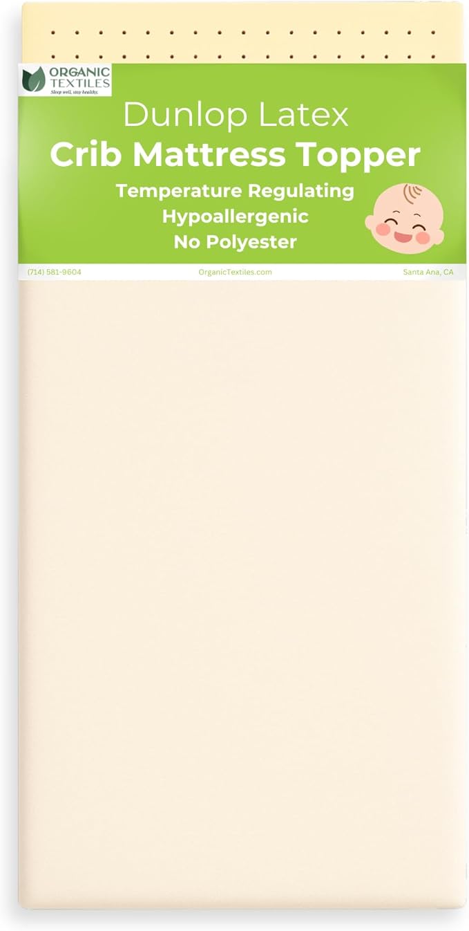ORGANIC TEXTILES Organic Baby Mattress Topper with Wool Removable Cover GOLS/GOTS Certified - Breathable, Hypoallergenic 2" MiniSleeper (31"x18")