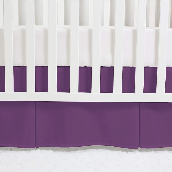 Box Pleated Mini Crib Bed Skirt Premium 100% Cotton 800 Thread Count Nursery Crib Toddler Bedding Crib Bedskirt for Baby Boys or Baby Girls, (24" x 38") + 10" Drop Lenght - Plum Solid