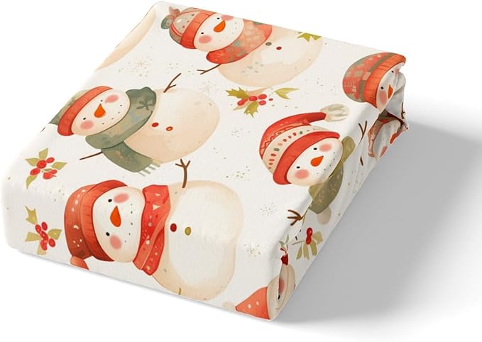 Manfei Cute Snowman Duvet Cover Set Twin Size, Christmas Theme Bedding Set for Kids Kids Girls Room Decor, Western New Year Comforter Cover, Lightweight Bedspread Cover, 1 Pillowcase, No Comforter