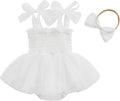 Meihuida Newborn Baby Girl Sleeveless Rompers Summer Clothes Cotton Bodysuit with Headband
