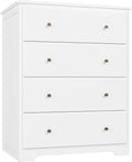 HOUSUIT White Dresser, 4 Drawer Dressers Chest of Drawers, Modern Tall Dresser, Wood Drawer Chest Storage Cabinet for Living Room, Hallway, Entryway, Home Office, Ivory White