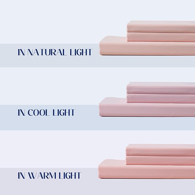 Dream Valley® King Size Sheets Set, Cooling Fitted Sheet with 2 Pillowcase-3 PCS with No Flat Sheet,Q-Max > 0.4 Aerocool, Cooling for Night Sweats, Hot Sleepers,deep Pocket up to 15",Pink Blush