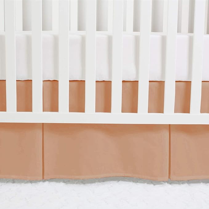 Box Pleated Crib Bed Skirt Premium 100% Cotton 800 Thread Count Nursery Crib Toddler Bedding Crib Bedskirt for Baby Boys or Baby Girls, (28" x 52") + 16" Drop Lenght - Blush Solid