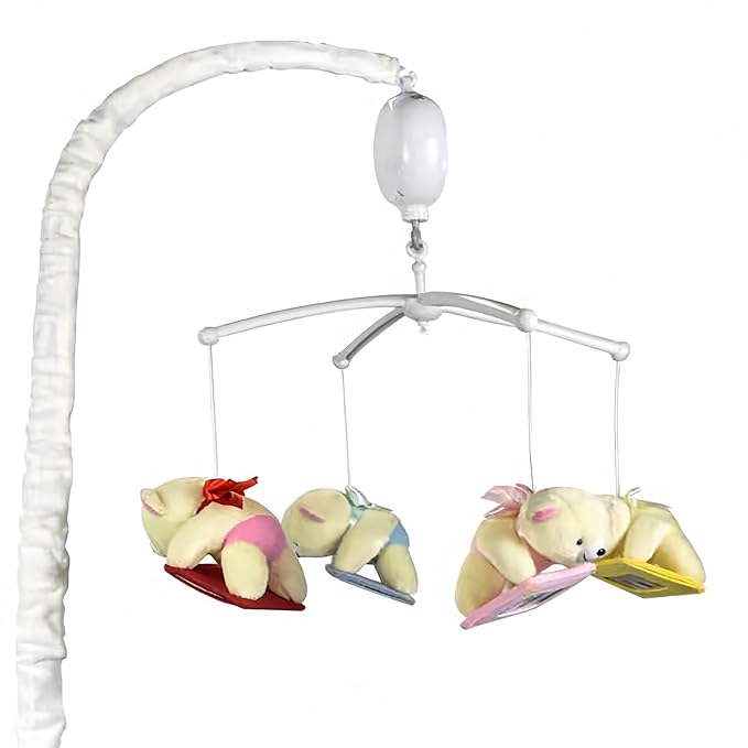 Baby Crib Mobile for Girls & Boys- Baby Mobile for Crib with 12 Lullabies, Hanging Plush Bear Toys & Nursery Decor, Crib Toys Hanging for Newborns