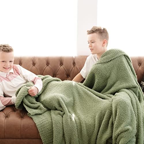 SARANONI Bamboni Luxury Throw Blanket | Oversized Super Soft Plush Home Decorative Comfy Blankets for Couch or Bed | Olive - X-Large 60” x 80”