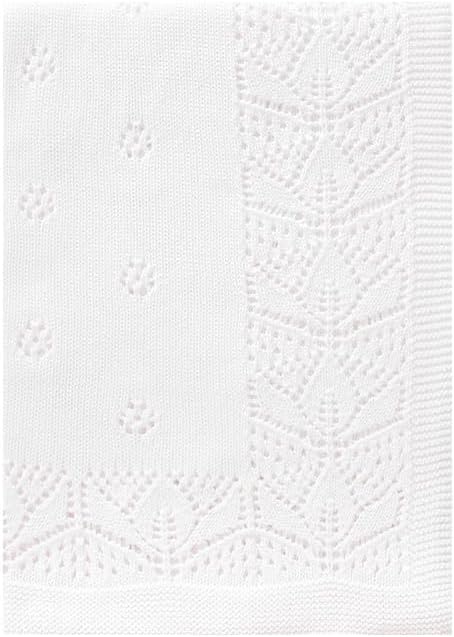LAWKUL Cellular Blanket Baby 100% Cotton Knitted Soft Knit Crochet Blankets for Newborn Boy Girls Infants White 100x80cm